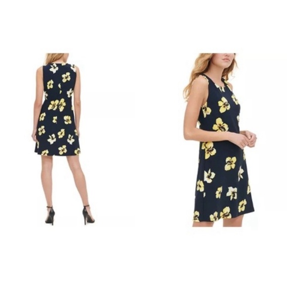 Tommy Hilfiger Dresses & Skirts - Tommy Hilfiger Navy Floral Sleeveless Scoop Neck Stretch Shift Dress Sz 4 EUC